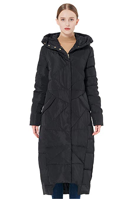 Orolay Women's Puffer Down Coat Winter Maxi Jacket with Hood - Cherry ...